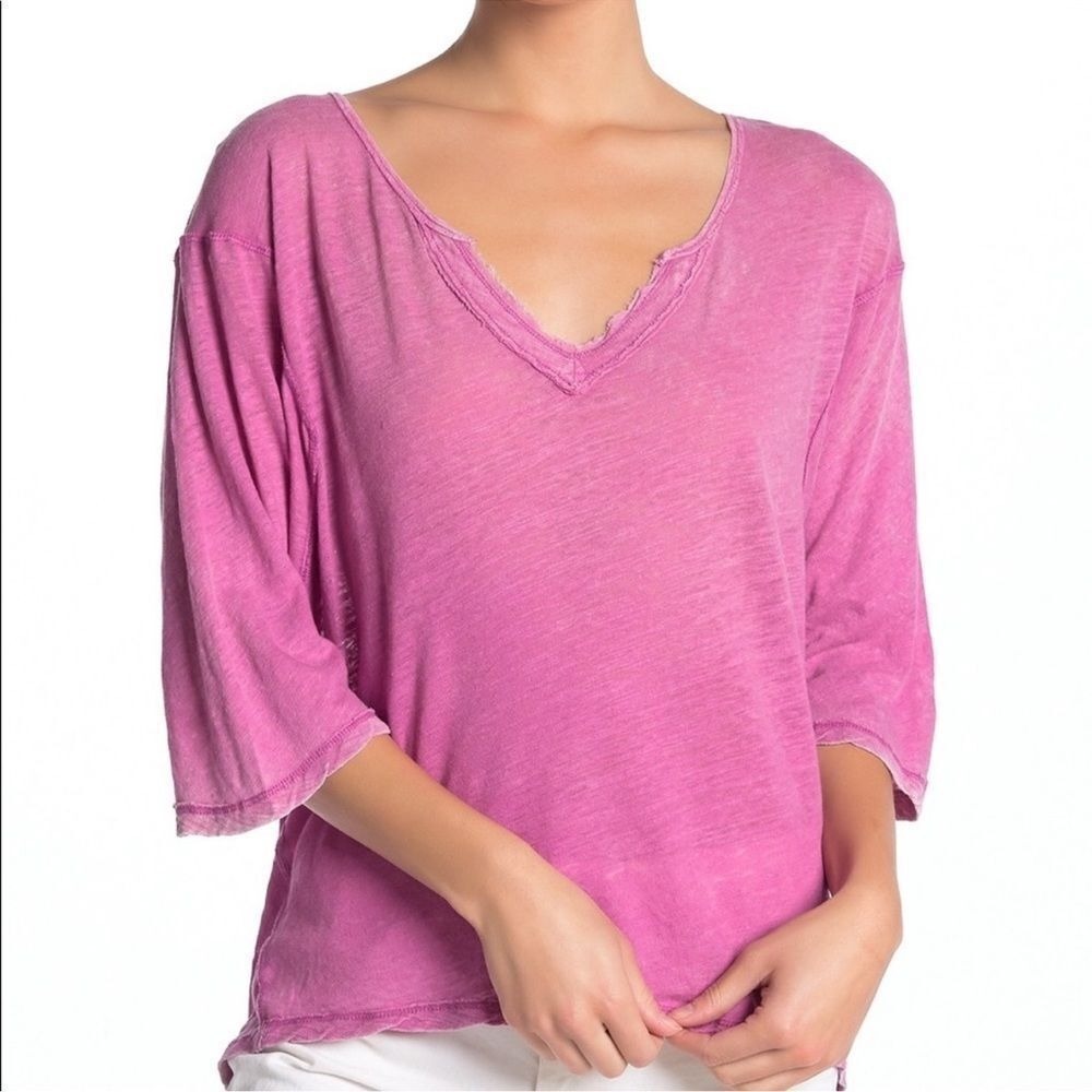 We The Free Free People Head In The Clouds Tee Purple Pink Boho Size Medium